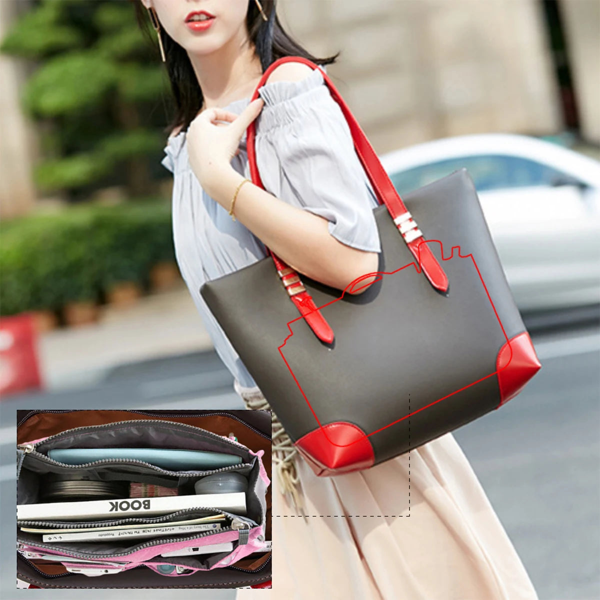 Nylon Handbag Organizer with Multiple Pockets