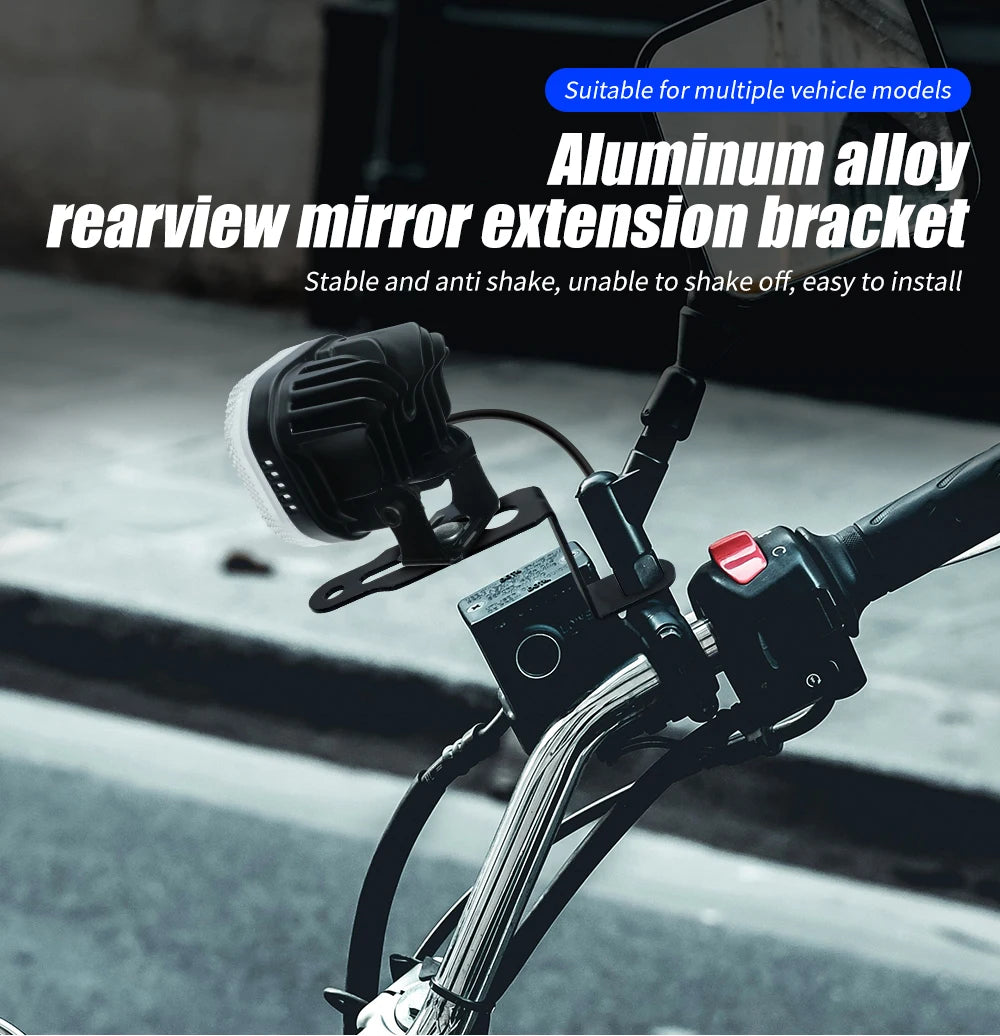 Motorcycle Z-Shaped Mirror Bracket for LED Light Mounting