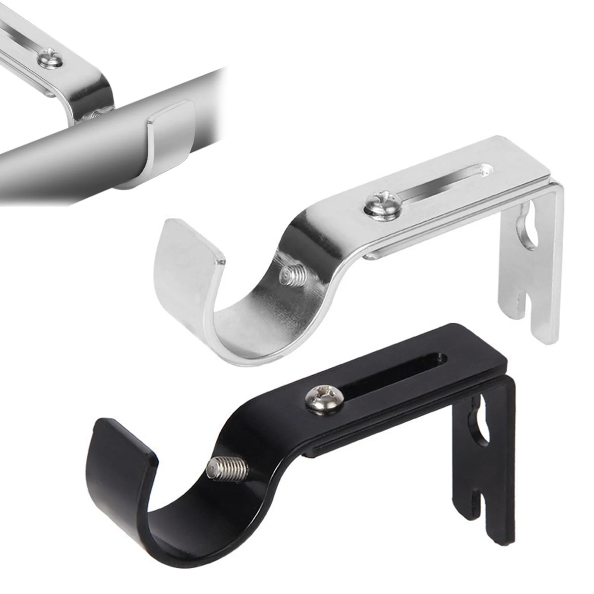 Adjustable Wall-Mounted Curtain Rod Brackets (Set of 2)