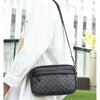 Men's Casual PU Leather Shoulder Bag with Zipper Pockets