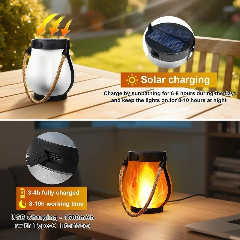 Solar-Powered Flame Lantern