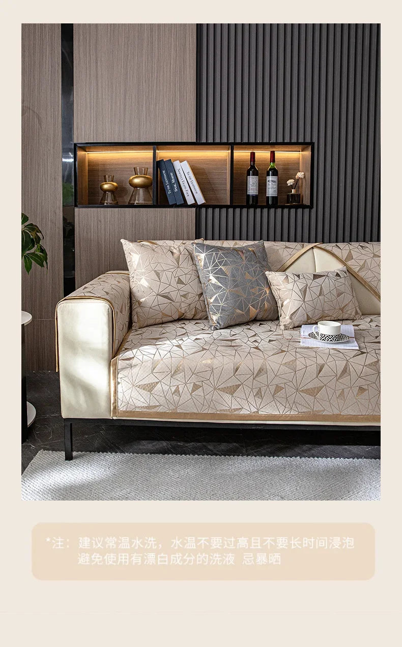 Luxury Chenille Sofa Cover with Anti-Slip Backing