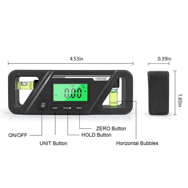 Digital Magnetic Inclinometer with Backlit LCD Display