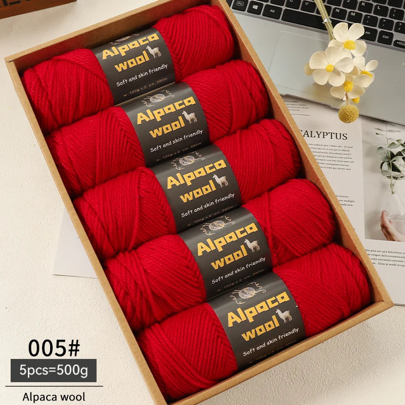 Chunky Alpaca Wool Knitting Yarn – 500g Multi-Color Set for Cozy Winter Projects