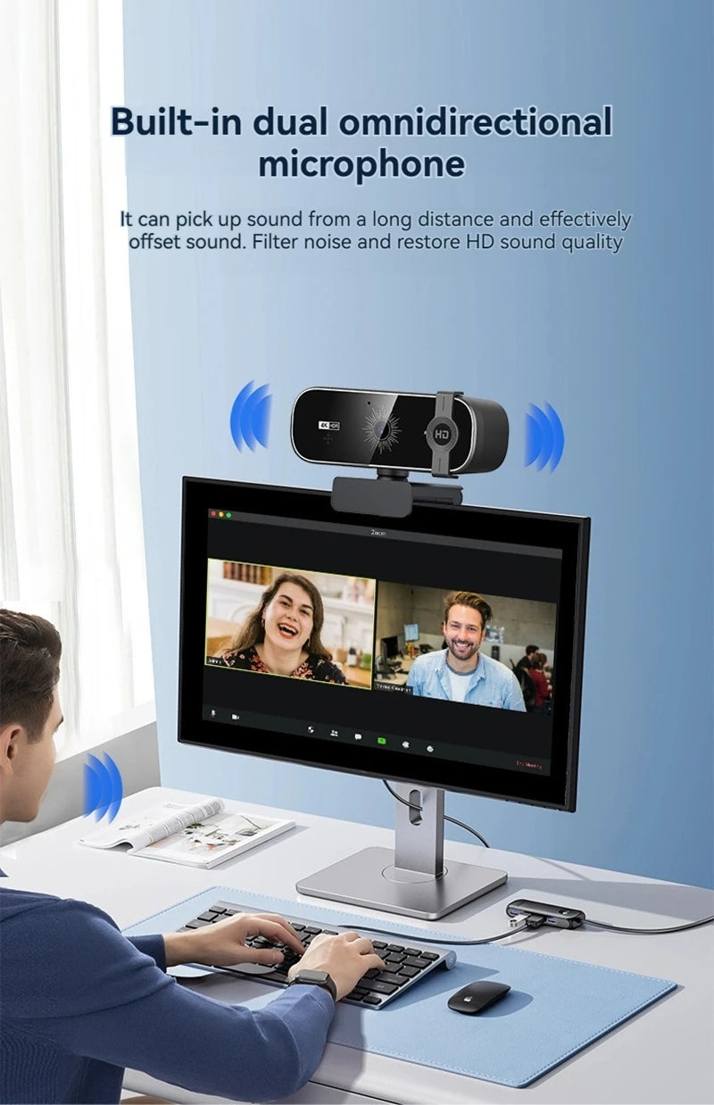 4K Webcam with Autofocus, Remote Control & Privacy Cover