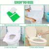 Instructions show how to use flushable disposable toilet seat covers for easy cleaning and disposal.
