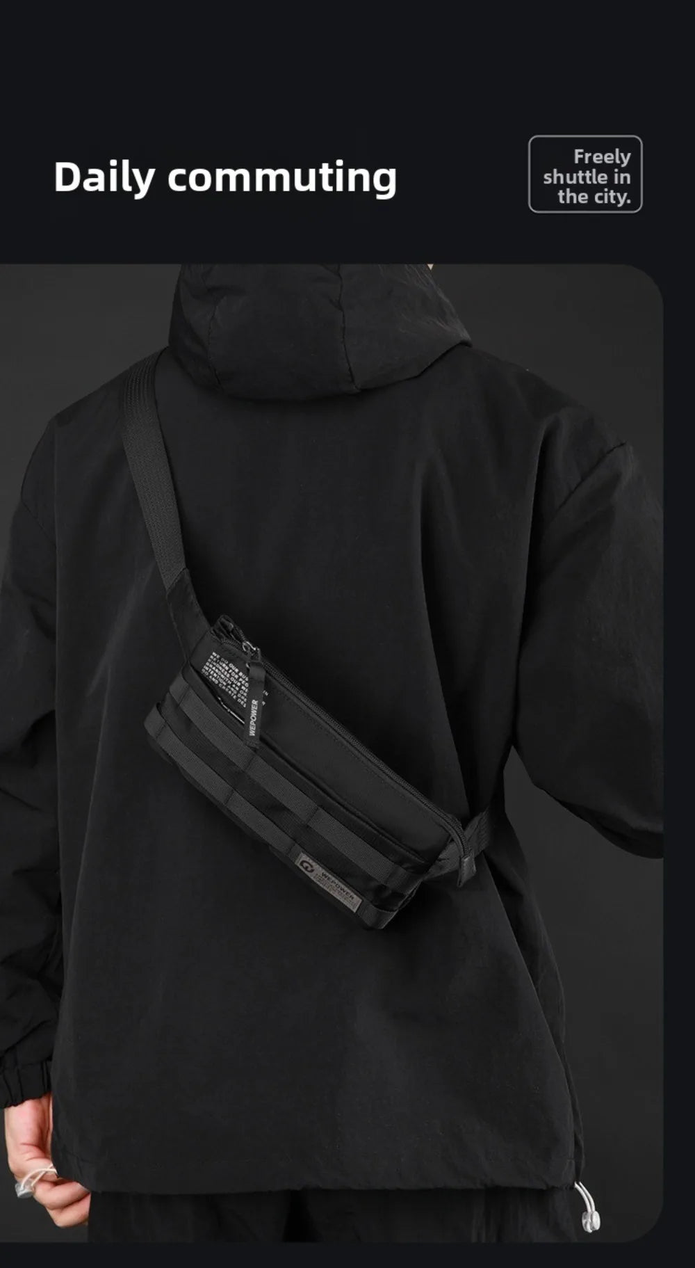 Vintage Style Crossbody Chest Bag for Men – Compact Nylon Shoulder Pack