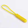 Yellow replacement zipper pull with a nylon cord and plastic grip.
