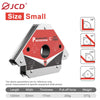 A set of four magnetic welding holders with different angles (45°, 90°, 135°) shown with dimensions and weight specifications