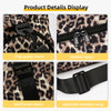 Display of a leopard print travel tote featuring high quality hooks, smooth zipper, reinforced suture, and an adjustable shou