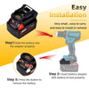 Instructions show how to install and remove a battery adapter for Makita 18V tools.