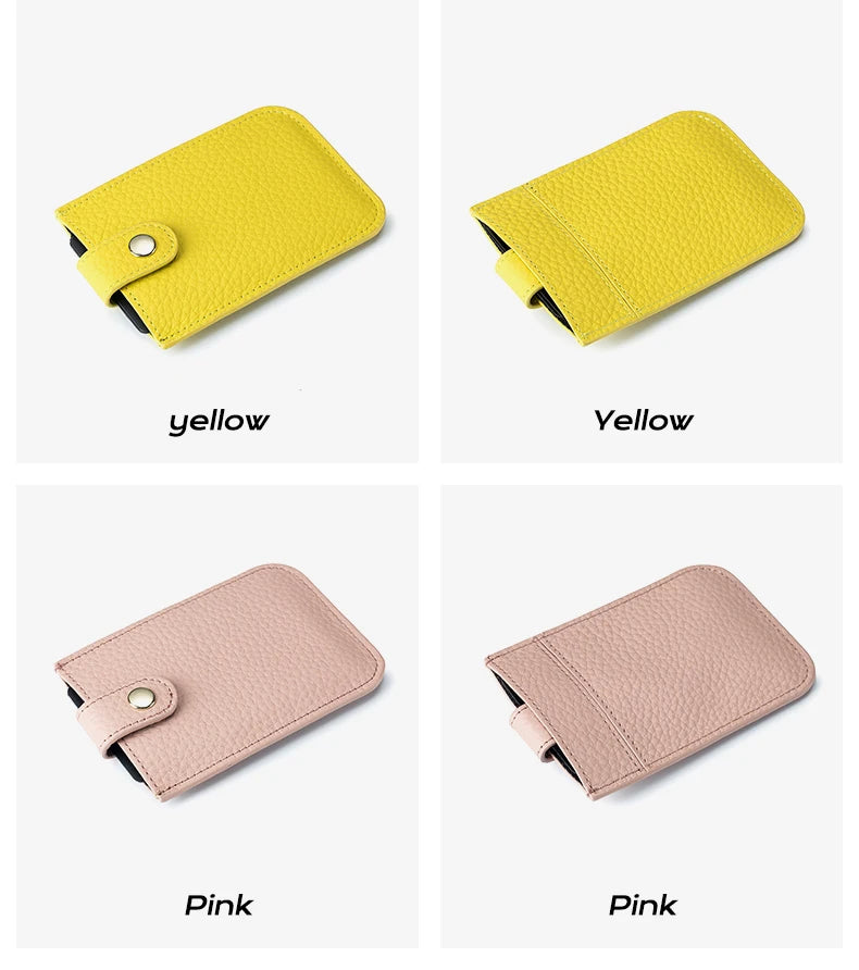 Slim Leather Card Holder with Quick-Access Pull Tab