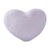 A soft, light purple heart-shaped plush throw pillow.