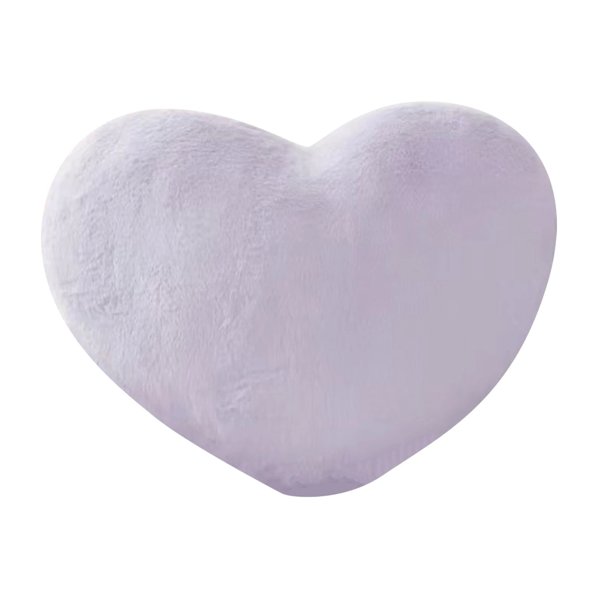 A soft, light purple heart-shaped plush throw pillow.