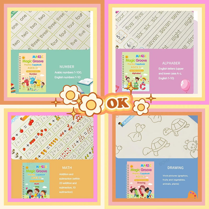 Reusable Grooved Handwriting Practice Book for Kids
