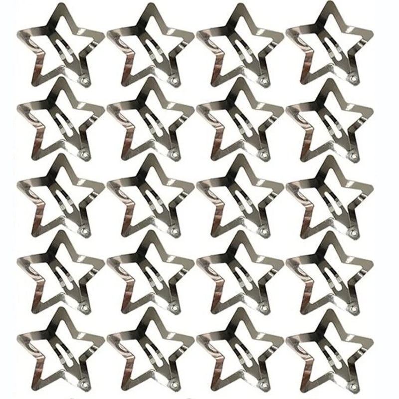 Candy Color Star Hair Clips - Set of 20