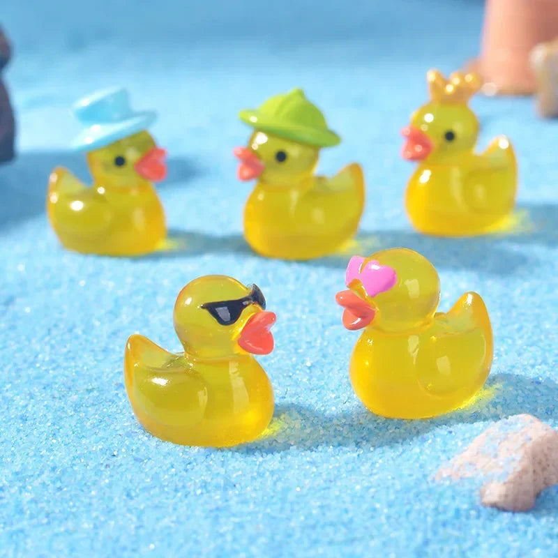 Figurinas de Pato Miniatura de Resina Luminosa