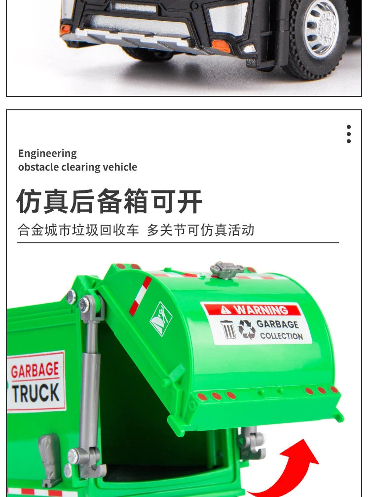 Diecast Garbage Collection Truck Model with Sound and Light