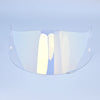 Clear motorcycle helmet visor lens shield displayed against a light blue background.