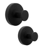 A black stainless steel suction cup towel hook with a round mounting plate.