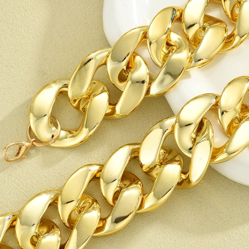 Gold-Plated Cuban Chain Necklace & Bracelet Set