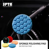 Blue sponge polishing pad for DA/RO/GA polishers shown against a dark background.