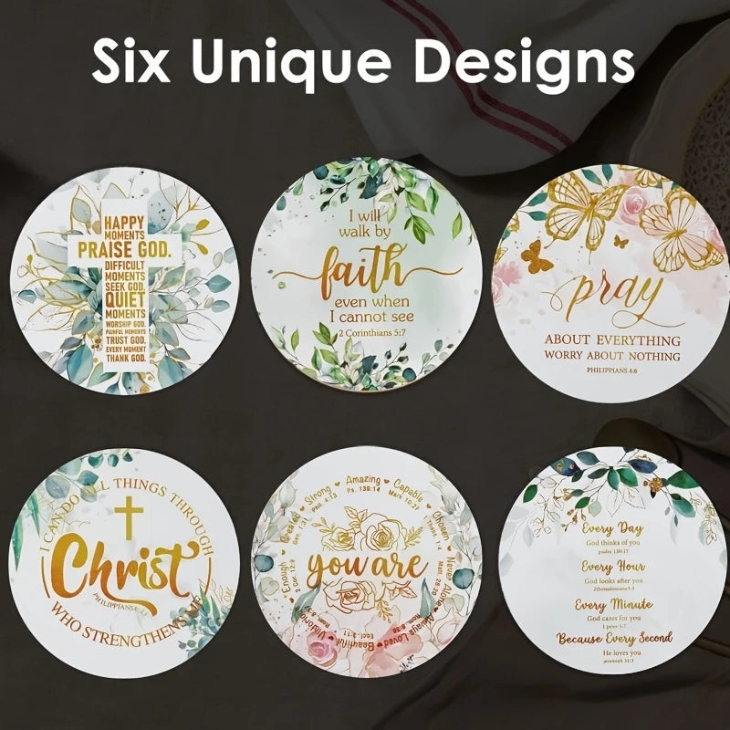 Floral Christian Quote Wooden Coasters (Set of 4)