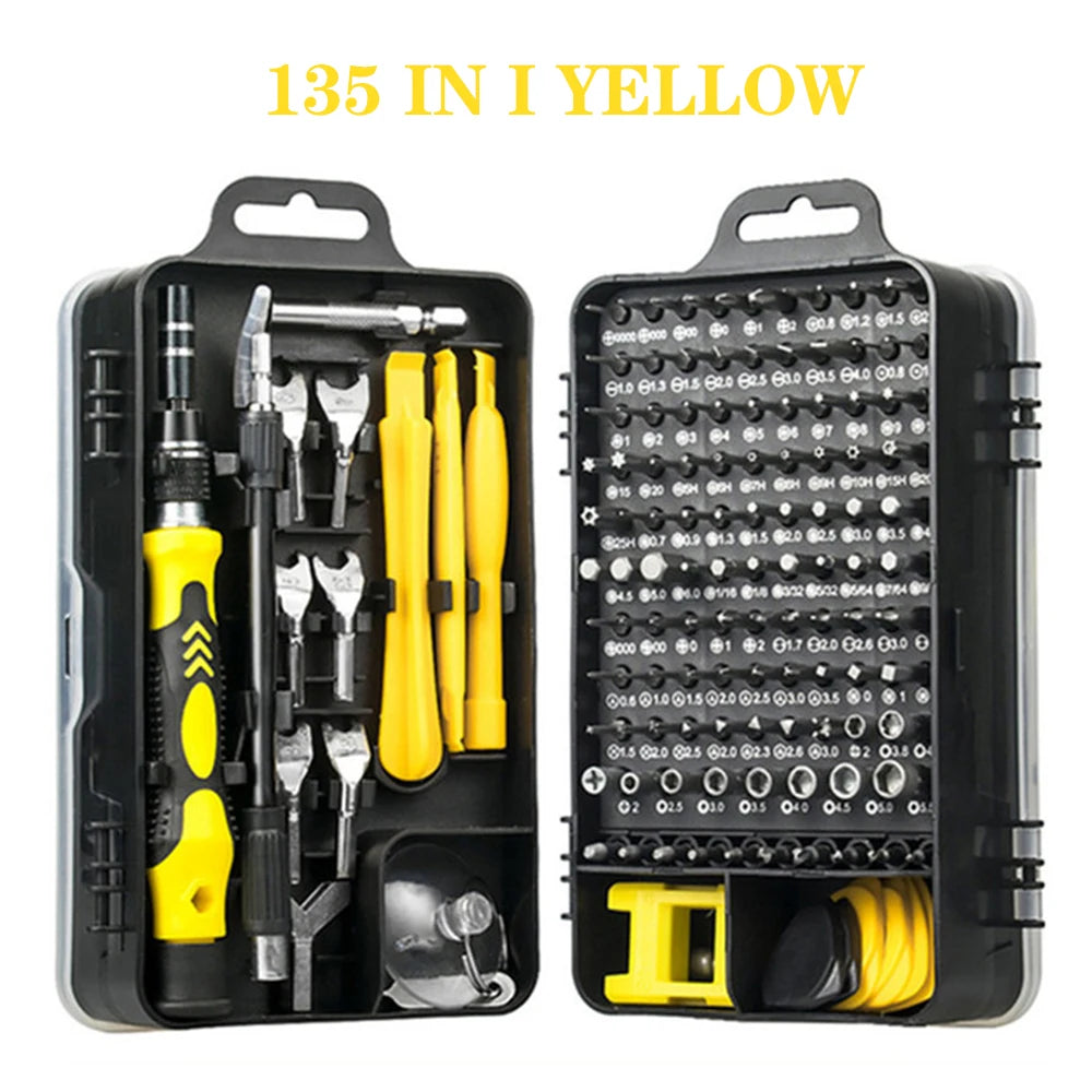 Precision 135-in-1 Screwdriver Set with Magnetic Bits and Repair Accessories