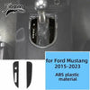 Carbon fiber grain decorative trim kit for Ford Mustang 2015-2023 featuring a metallic mounting piece.