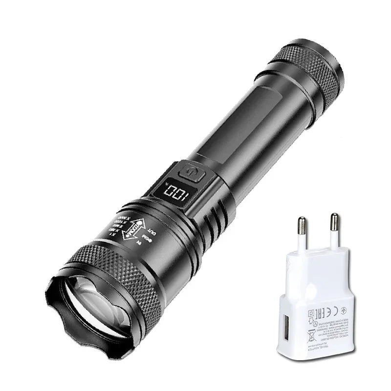 Rechargeable LED Flashlight with Digital Display