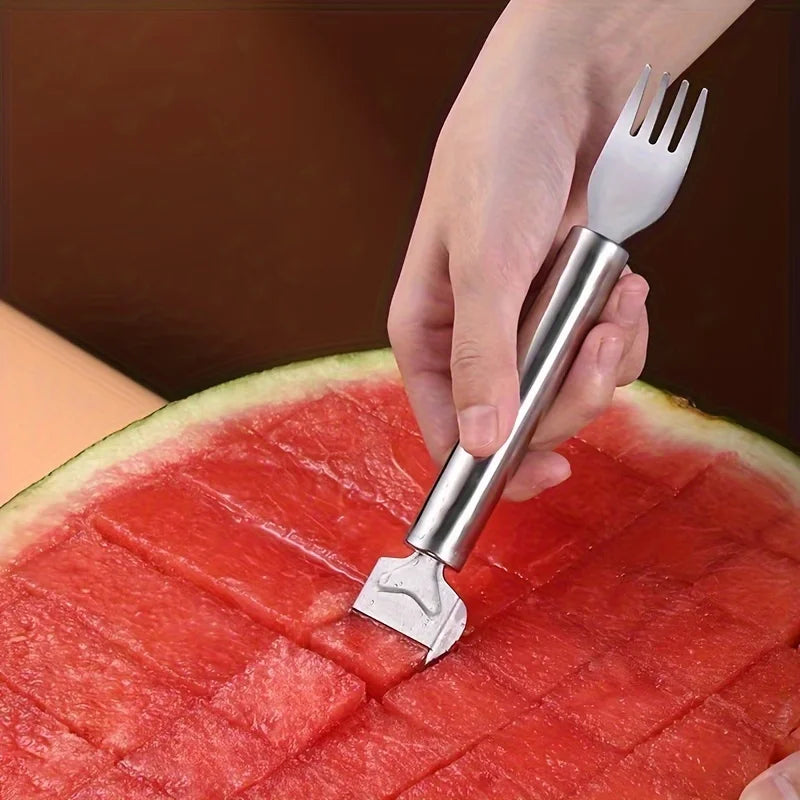2-in-1 Stainless Steel Watermelon Cutter and Fork