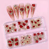3D Red Heart Nail Art Charms with Gold Base (30-Piece Set)