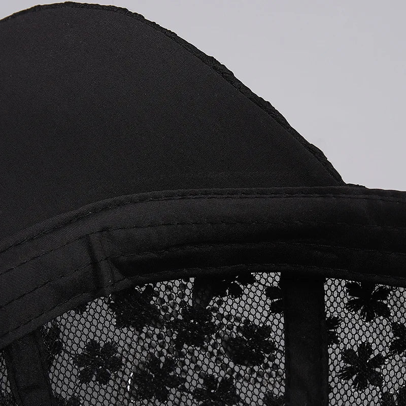 Lace Butterfly Snapback Cap with Rhinestone Accents
