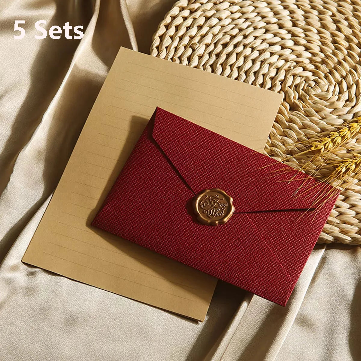 Premium Linen Stationery Set with Wax Seal Kit