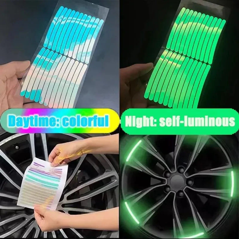 Multicolor Reflective Wheel Hub Stickers for Cars and Motorcycles