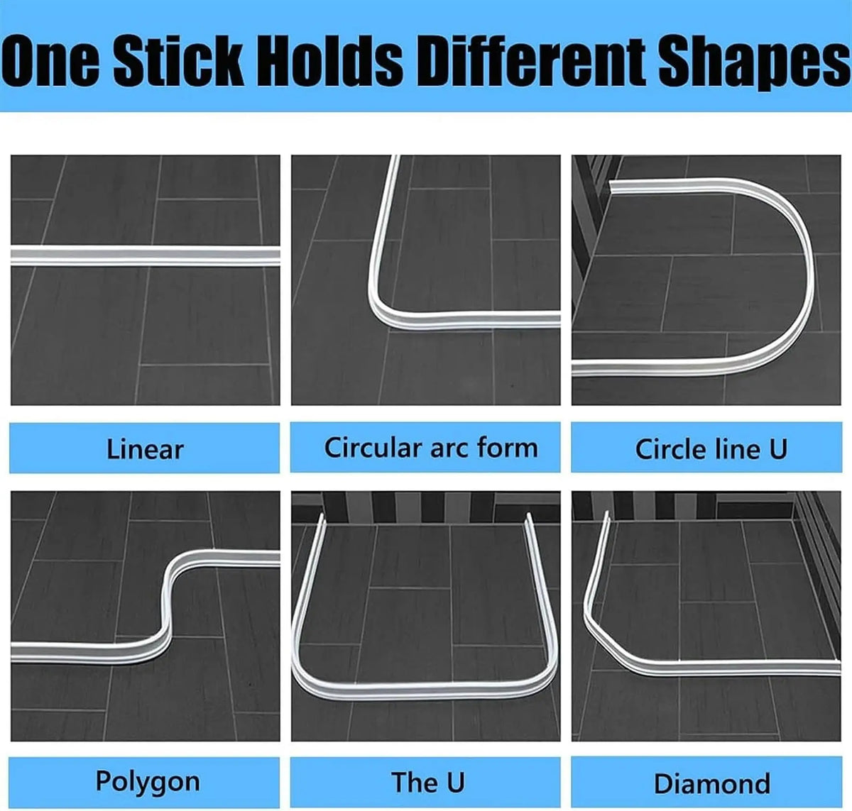 A collection of various shapes, including linear, circular arc, U-shape, polygon, and diamond, formed by a single stick.