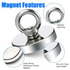Silberner Magnethaken mit Edelstahlring und super starkem Neodym-Borstenmagnet