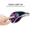 A hand touches a transparent crystal gear shift knob with an LED light, demonstrating the touch light up feature.