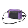 Purple plaid tactical waist bag with black trim and strap