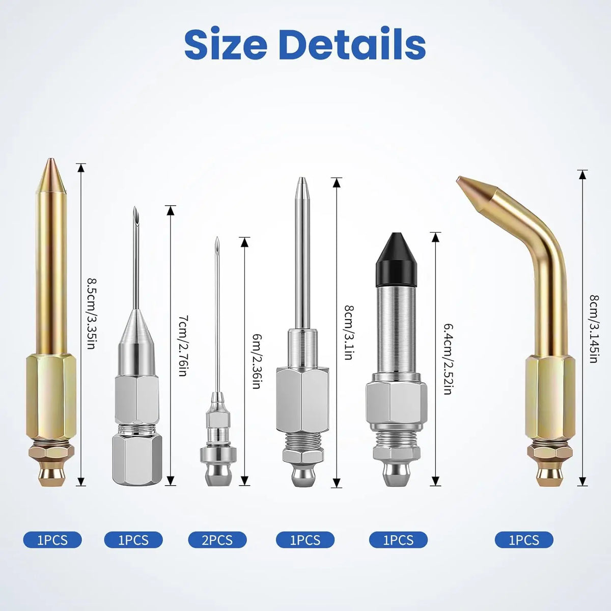 7-Piece Grease Gun Needle Nozzle Kit for Precision Lubrication