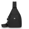 Black women's lightweight mini backpack with an anti-theft chest strap