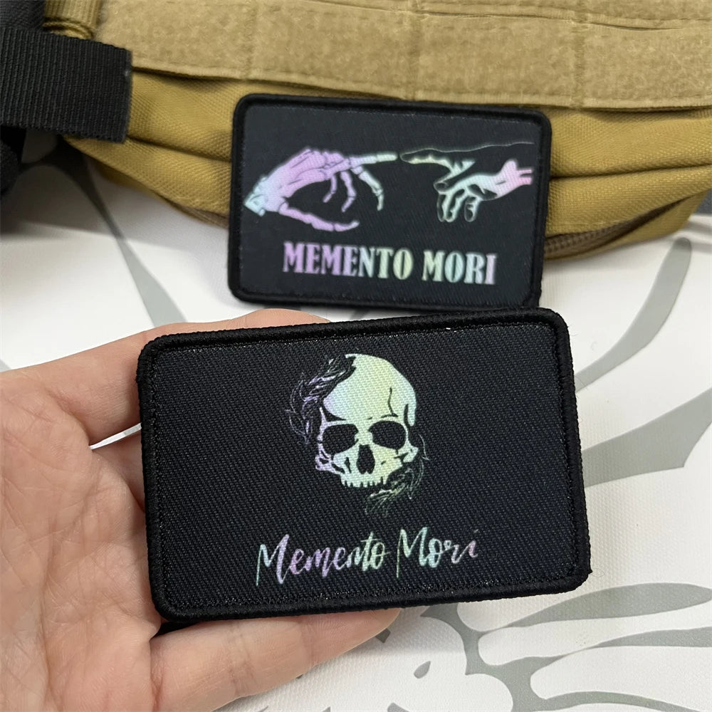 Memento Mori Skull Tactical Morale Patch with Hook and Loop Backing
