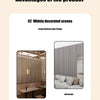Two widely decorated scenes showing strong stickiness and non-peeling features of 3D grille pattern peel-and-stick wallpaper.