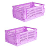 Collapsible Plastic Storage Baskets, Set of 2