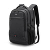 A black laptop backpack with a shoulder strap and a USB charging port.