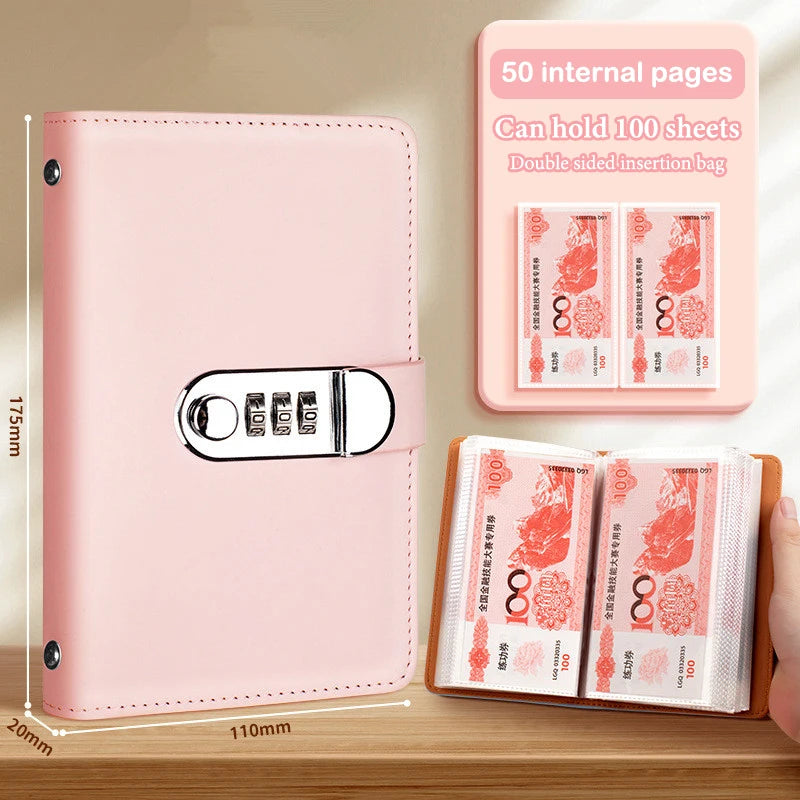 PU Leather Cash Envelope Budget Binder