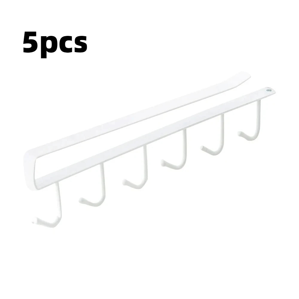6-Hook Under Cabinet Storage Rack for Kitchen and Closet Organization