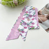 Floral Print Silk Hair Scarf for Women – Long Ribbon Headband