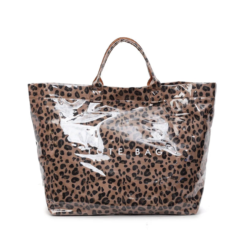 Leopard Print PVC Large Tote Bag