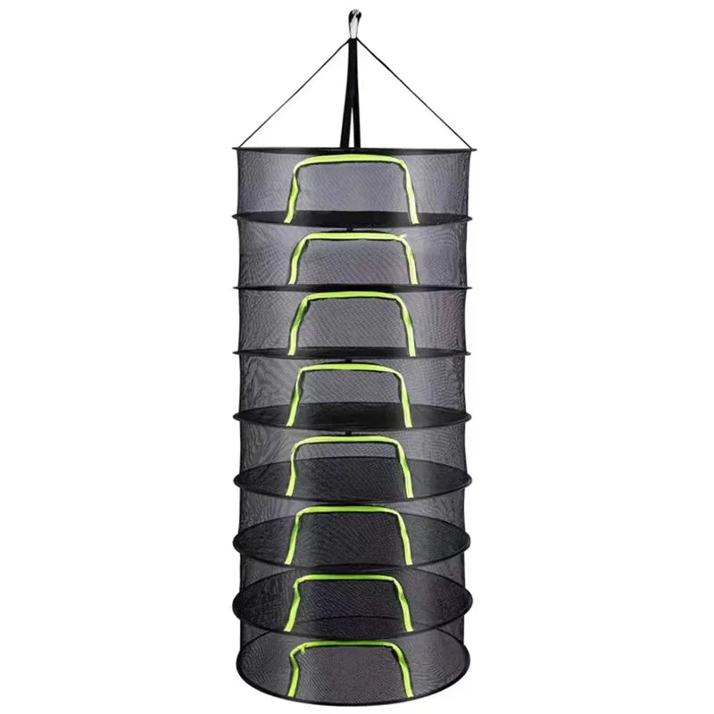 Multi-Layer Hanging Herb Drying Rack with Zippered Mesh Nets